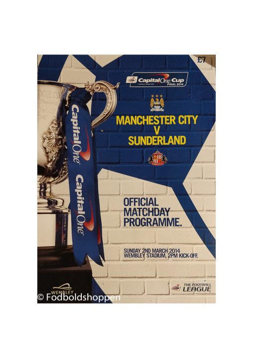 Capital One Cup Finale program 2014 - Man. City - Sunderland 2 Marts 2014. Officielt kampprogram
