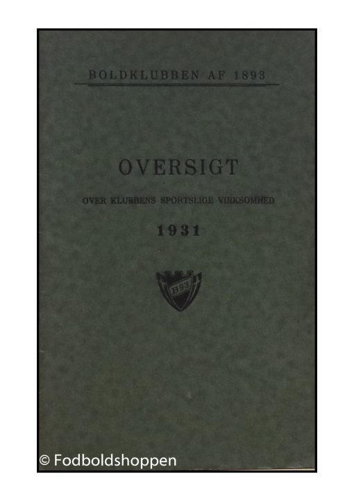 Oversigt over klubbens sportslige virksomhed 1931