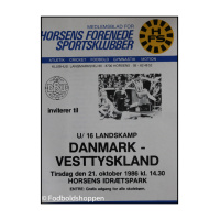 Kampprogram U16 - Danmark - Vesttyskland 21/10-1986