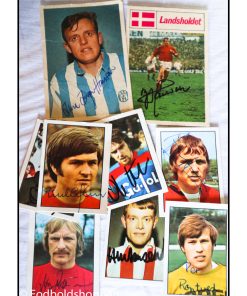 Fodboldkort med autografer fra 70erne