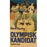 Bogforside med løbere på atletikbane og portræt i baggrunden