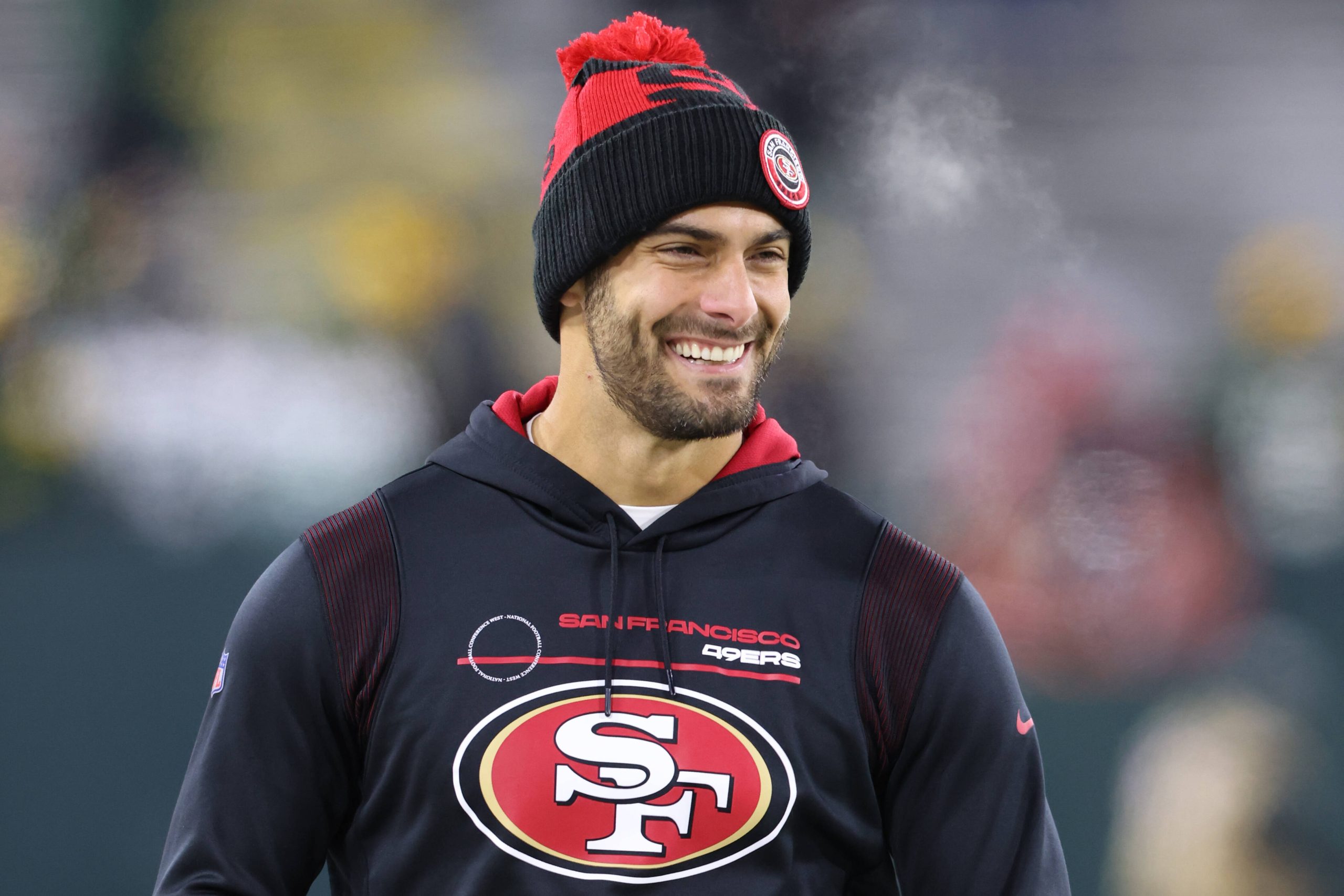 January 22, 2022: San Francisco 49ers quarterback Jimmy Garoppolo 10 during the NFL, American Football Herren, USA divisional playoff football game between the San Francisco 49ers and the Green Bay Packers at Lambeau Field in Green Bay, Wisconsin. /CSM Green Bay United States of America - ZUMAc04_ 20220122_zaf_c04_452 Copyright: xDarrenxLeex