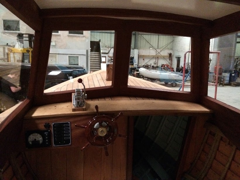 Foresh Bespoke Sash Windows & doors Kernow. - Traditional wooden clinker built by Foresh bespoke - Kitchen doors window frames... Traditional boats, Foresh Bespoke. this image is looking from the pilot position on the boat after the windows had been fitted.