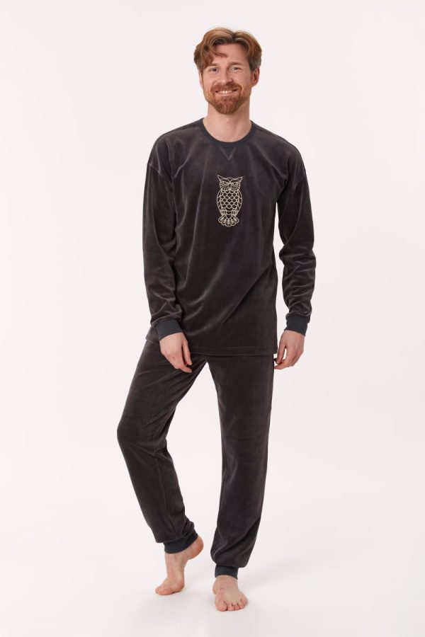 Woody heren pyjama antraciet