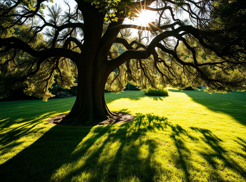 Tree trimmed to allow sunlight and air through canopy