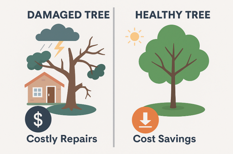 Tree trimming helps avoid future costly repairs.