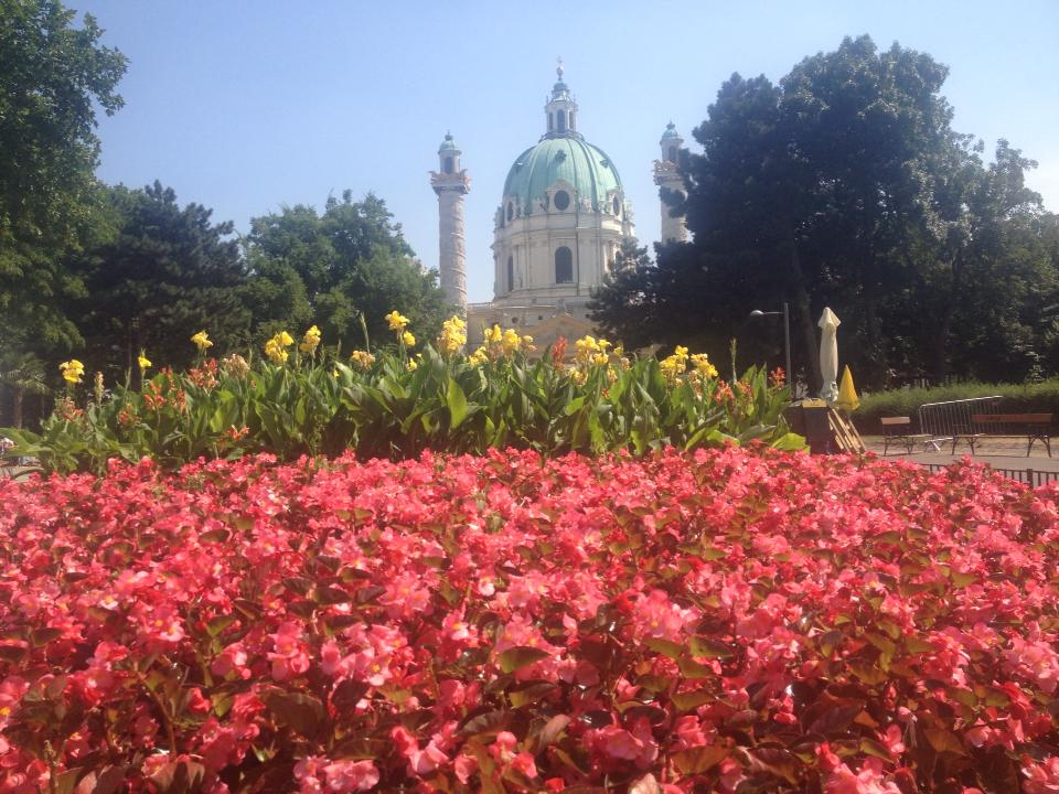 Flowers and church