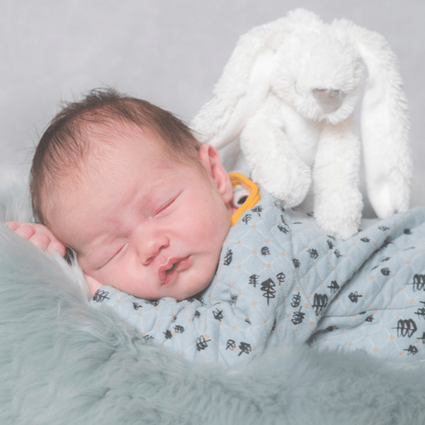Baby fotografie Den Bosch Newborn met konijn bij fotostudio Difa Den Bosch