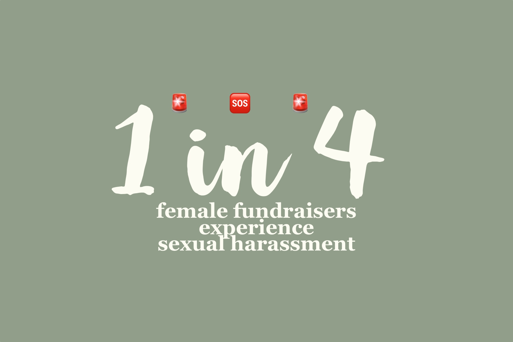 The words "1 in 4 female fundraisers experience sexual harassment"
