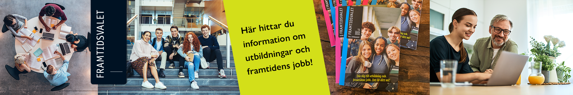 Framtidsvalet hjälper dig med vägledning inför ditt framtida jobb genom information om skolor, utbildningar, branscher, företag och yrken. Här finns massor av tips för att hitta rätt utbildning och jobb i framtiden. Logo