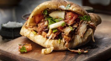 Turkish chicken doner sandwich. Fast food