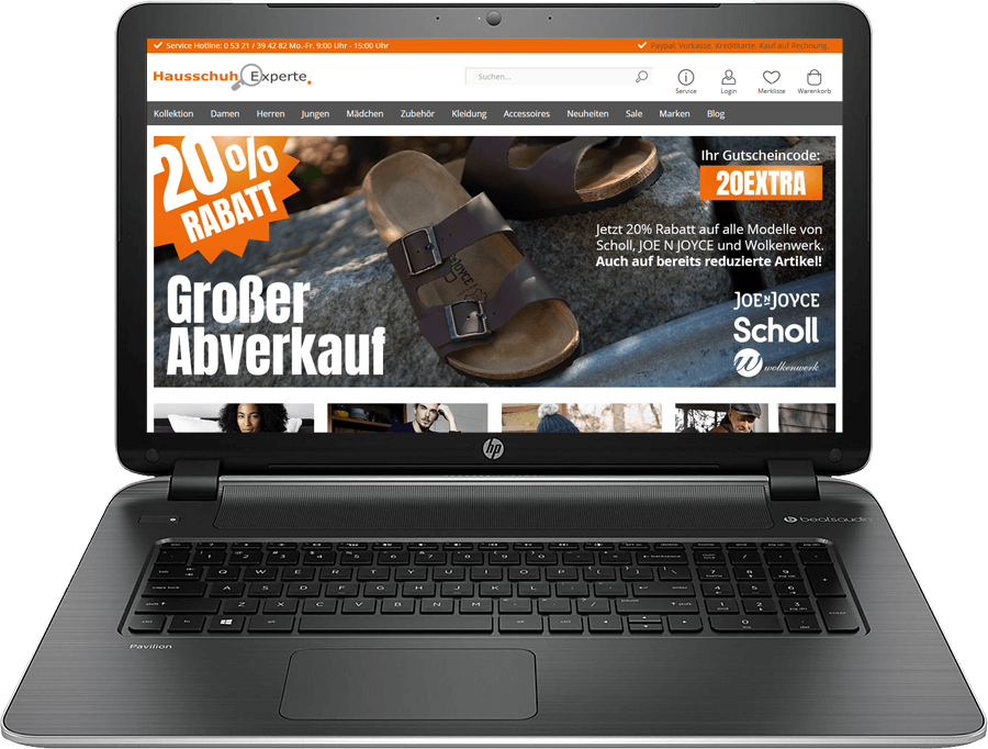 Ein Laptop mit einem werbewirksamen Banner