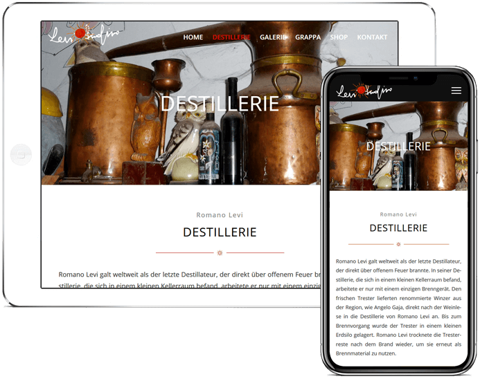 Wordpress Projekt Romano Levi - Tablet & Handy Ansicht