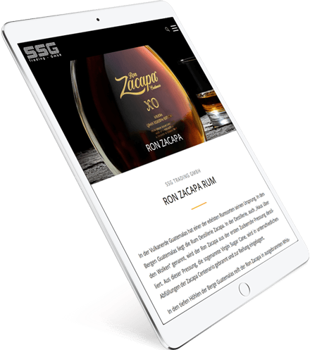 Wordpress Projekt Spirituosen - Darstellung auf Tablet