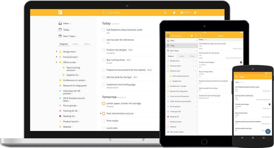 Todoist screenshot for office productivity post