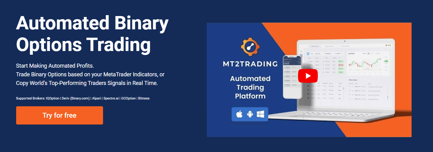 MT2 Trading landing page