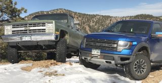 old vs new 2014 ford raptor 1985 chevy k10