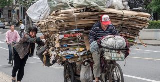 Transport of Recycled Material on a Freight Bicycle in Shanghai by Ermell