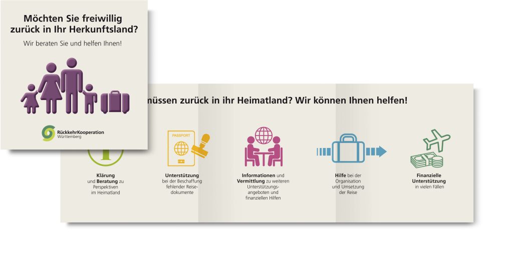 Folder Rückkehrkooperation Baden Württemberg Amt für Familie und Soziales Schwäbisch Gmünd freitagundhaeussermann