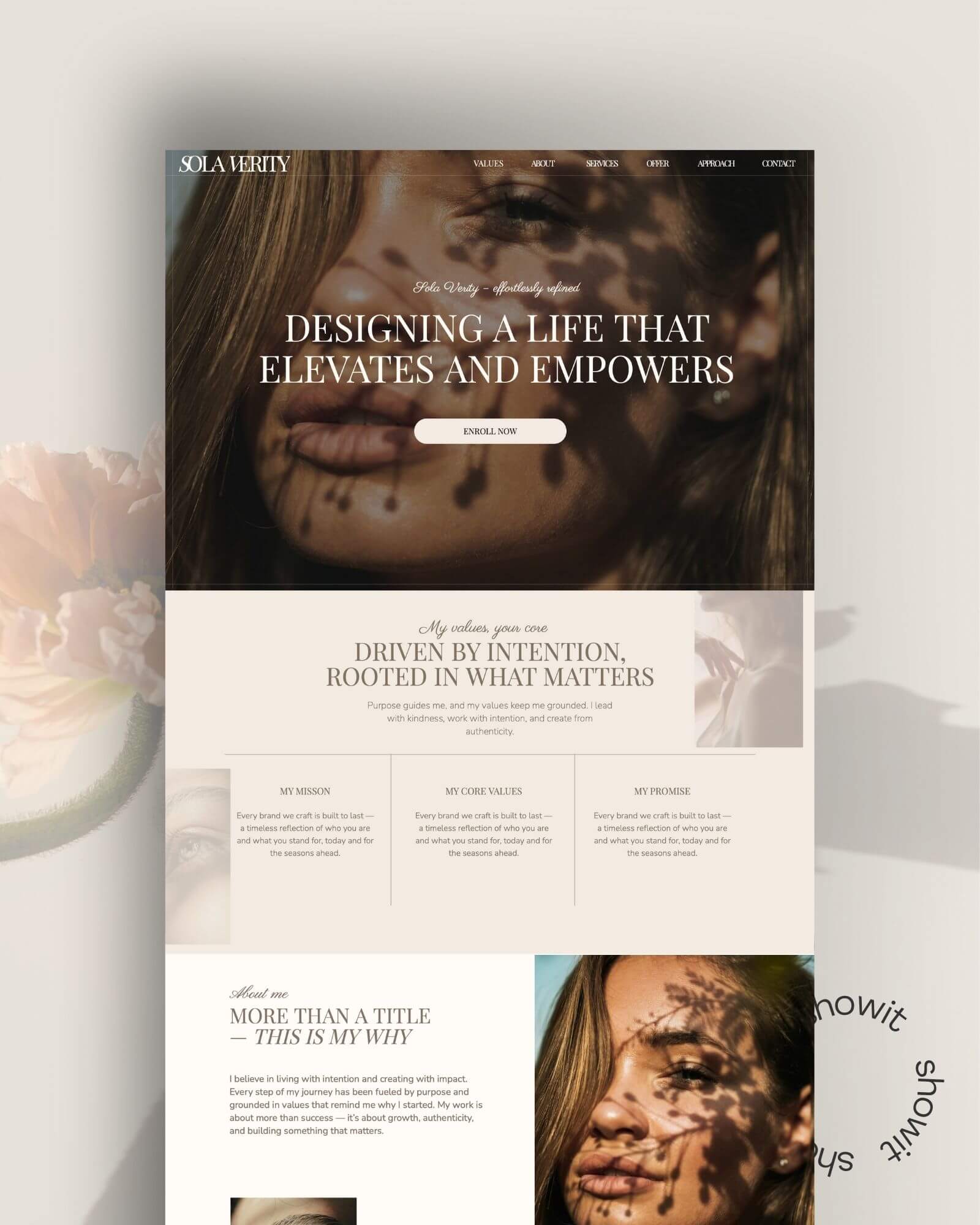 Showit template sola verity