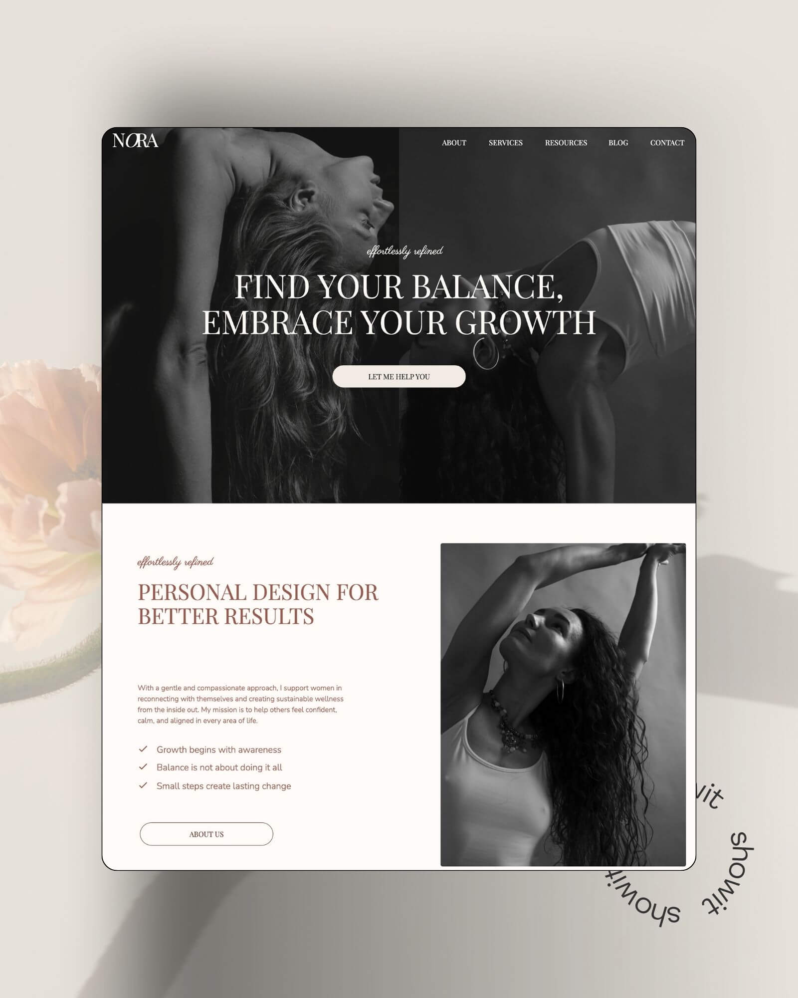 Showit template sola verity
