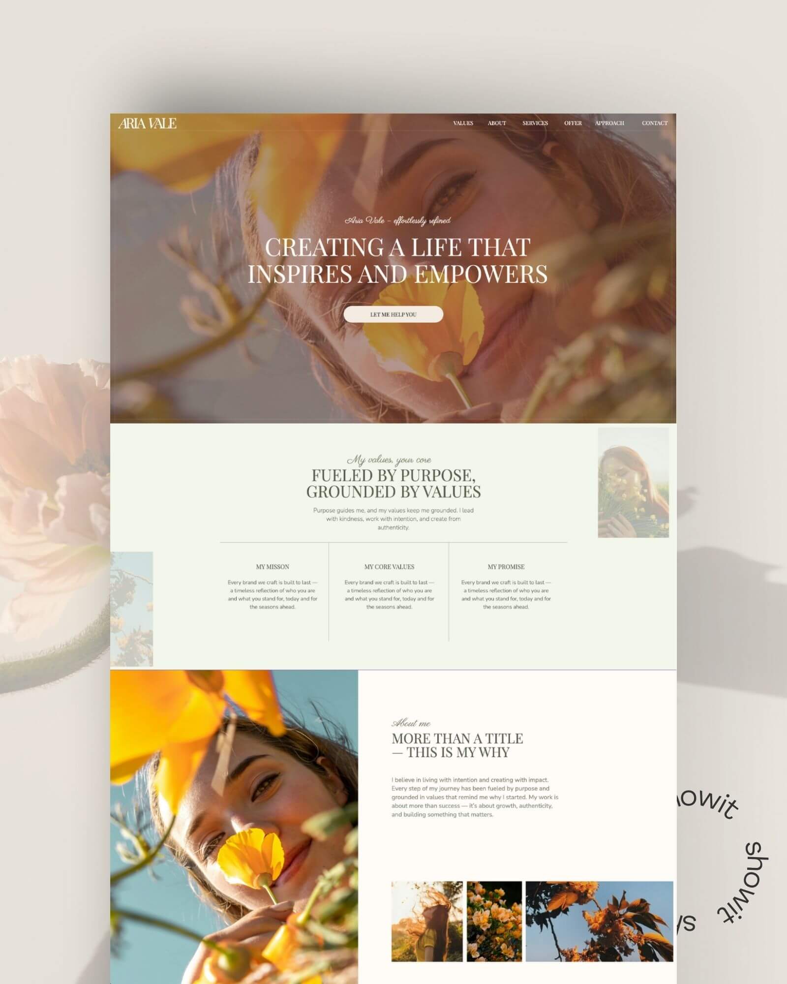 Showit template sola verity