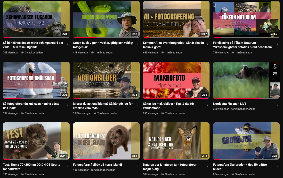 Alla mina videos på Youtube