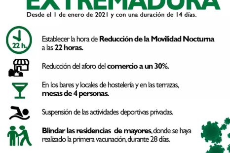Nuevas medidas especiales Extremadura