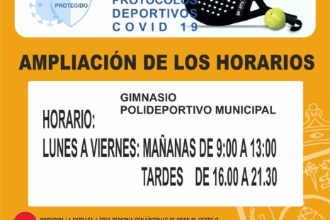 Nuevos horarios Gimnasio y Polideportivo