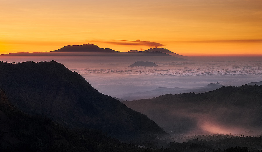 The view east across Java from Mount Bromo at sunrise. Fuji X-T10 & XF55-200mm