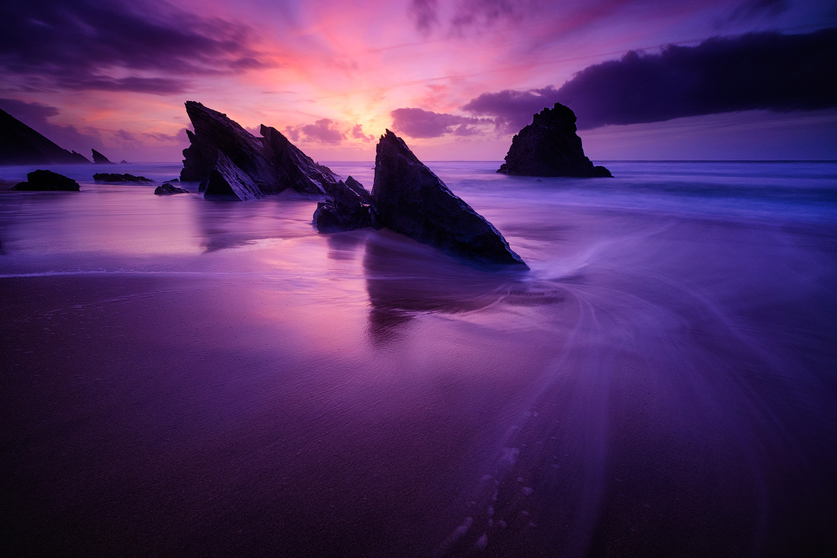 Praia do Adraga as the blue hour begins Fuji X-T1 . Fuji XF10-24mmF4 @ 10mm . f/8 . 15" . ISO 200
