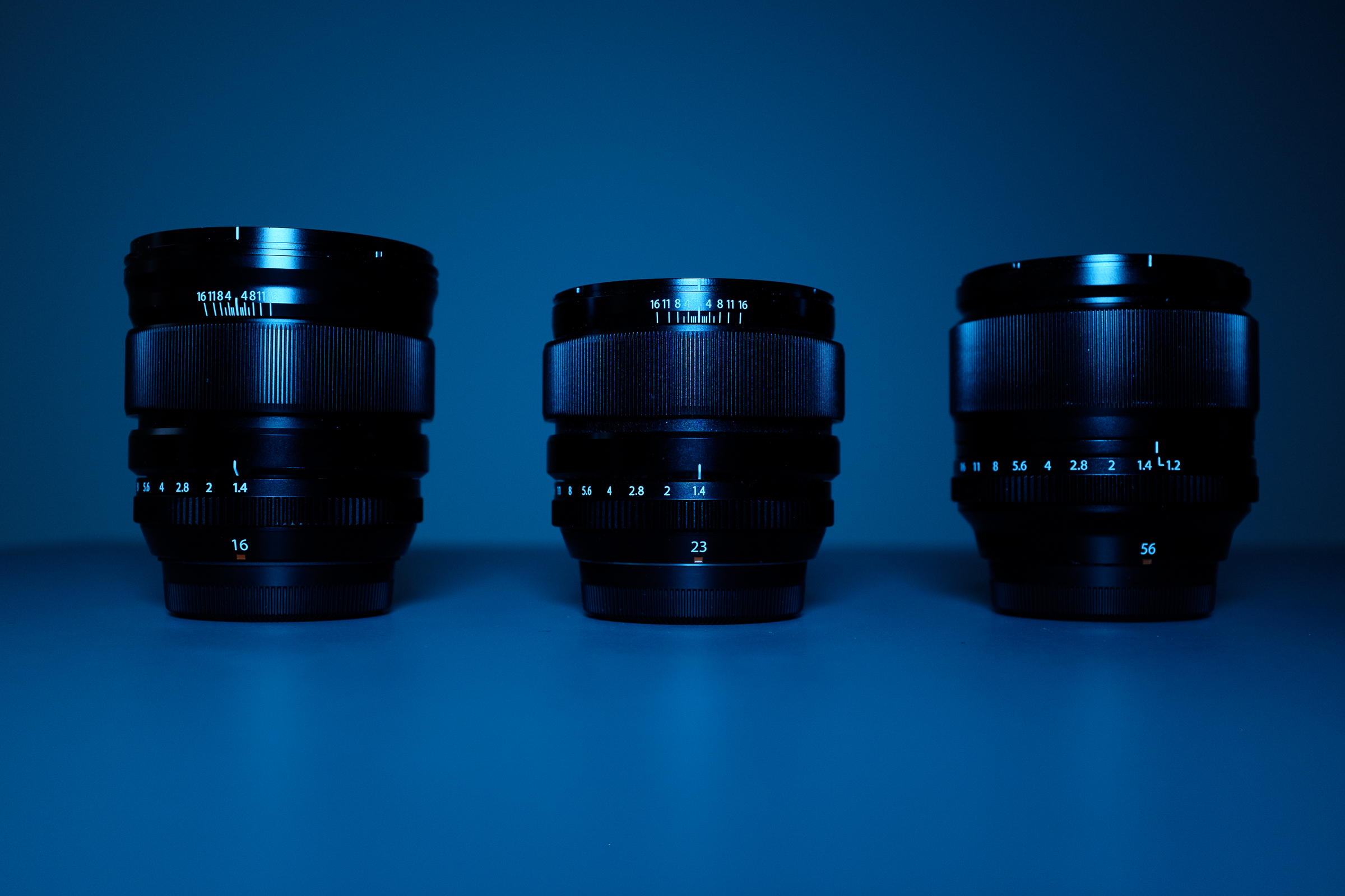 XF16 – XF23 – XF56 Above pictures are taken playing around with a blue led panel and an X100S…