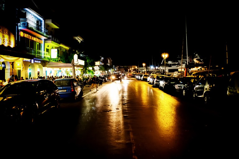 Fujifilm X-Pro1 + XF 18mm, F2.0, ISO 2000, 1/30 sec, hand-held. Zante City, Zakynthos, Greece.