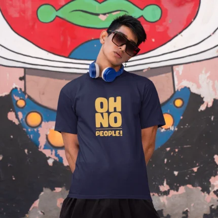 Navy t-shirt with OH NO, People!