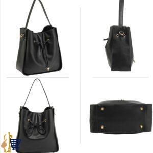 2 Pieces Black Drawstring Tote Bag With Pouch 2