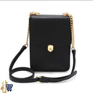 Black Flap Twist Lock Cross Body Bag