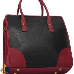 Black/White/ Brown Colour Block Tote Handbag 2