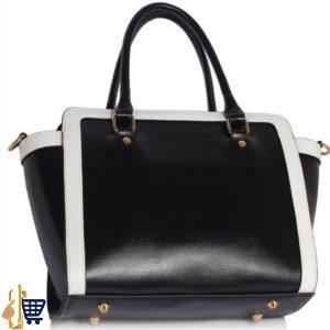 Black/White Grab Tote Handbag 2