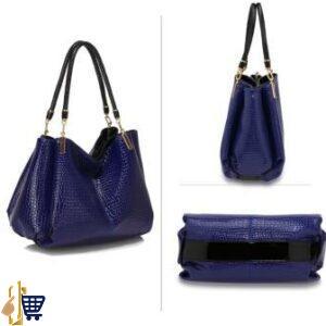 Blue Snake- Effect Shoulder Bag