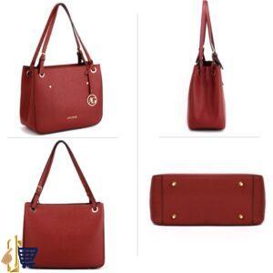 Burgundy Anna Grace Fashion Tote Handbag 2