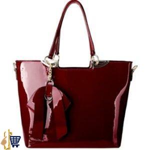Burgundy Patent Bow-Tie Shoulder Handbag 1
