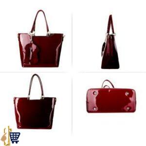Burgundy Patent Bow-Tie Shoulder Handbag 2