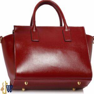 Burgundy Metal Detail Grab Tote Handbag