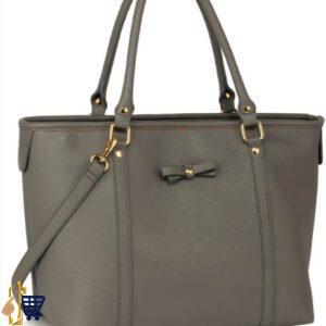 Grey Decorative Bow Tie Tote Shoulder Bag