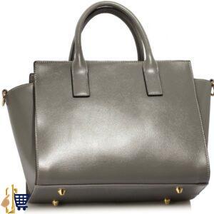 Grey Metal Detail Grab Tote Handbag 2