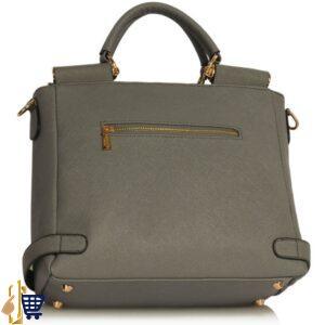 Grey Twist Lock Flap Grab Tote 2