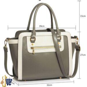 Grey/White Grab Tote Handbag 2