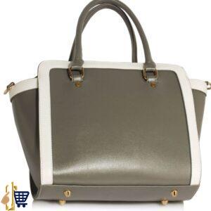Grey/White Grab Tote Handbag 3
