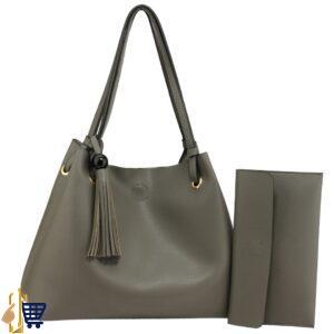 2 Pieces Grey Women's Fashion Hobo Bag With Pouch