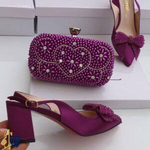 So Me Shoes Low Heel & Purse - Purple